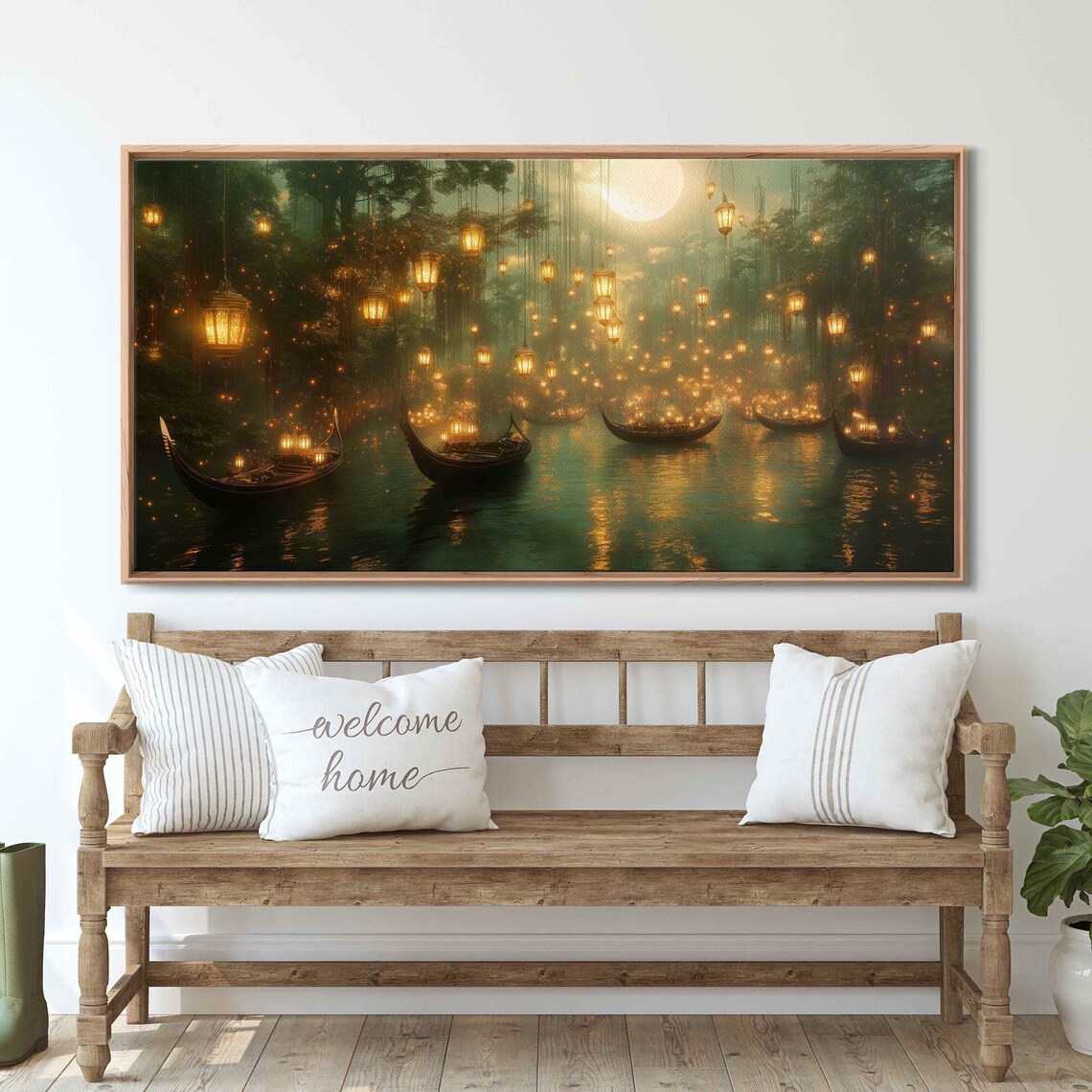 Mystical Lantern-Lit Gondolas, Fantasy River Scene