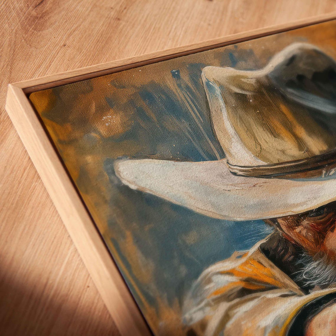 Cowboy Pointing Revolver Forward Blue Gray Western Action Poster - Image 2