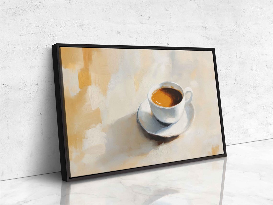 Hot Cup Of Coffee Wall Art Print Warm Colors Gift For Her Ready To Hang - Image 4