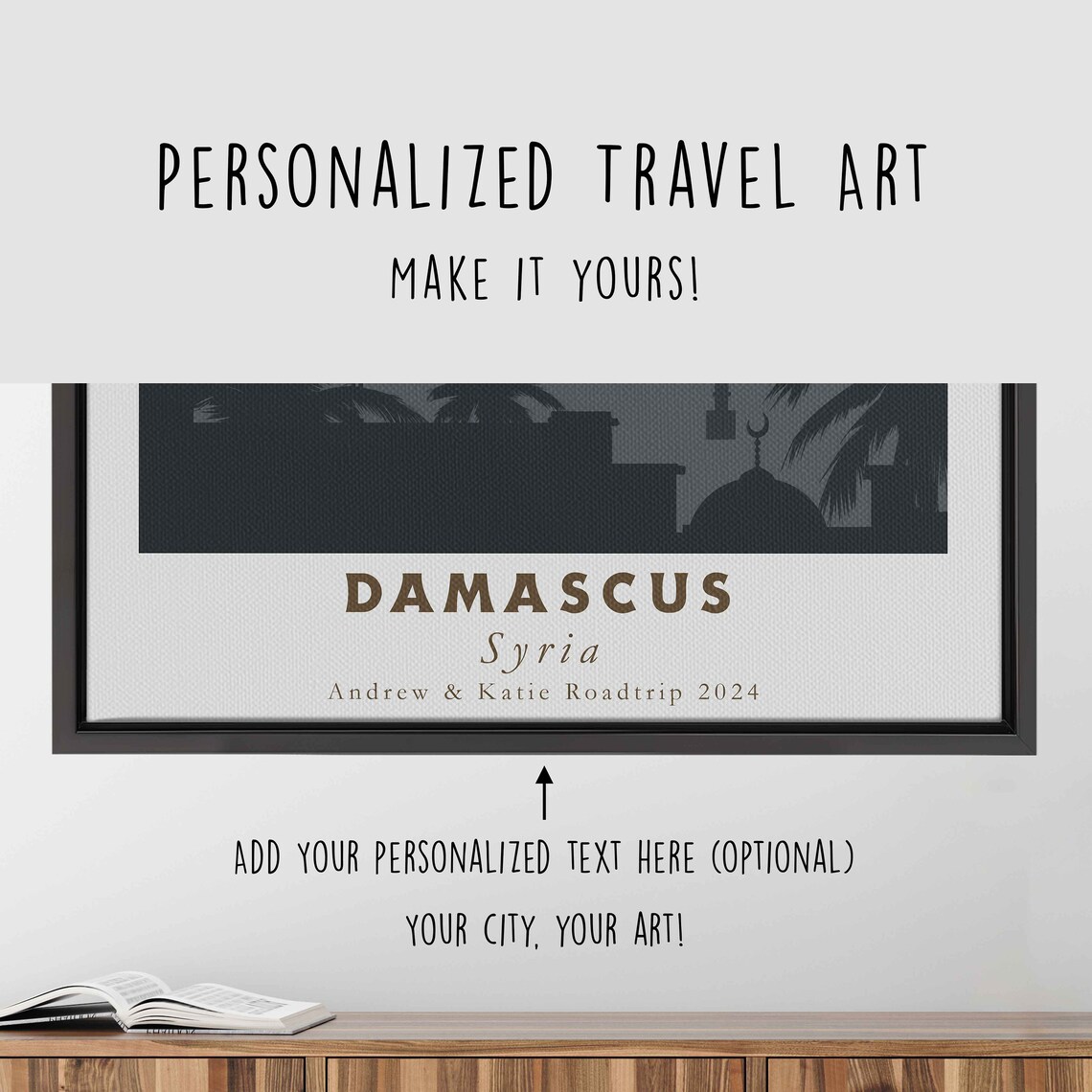 Damascus Syria Mosque Minarets Silhouette Sunset Travel Poster - Image 4