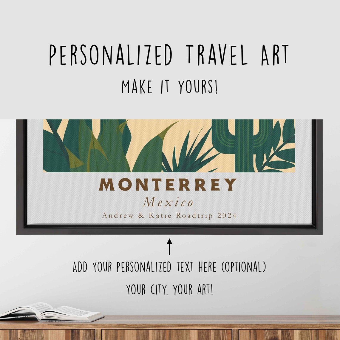 Monterrey Mexico Mountain Skyline Cactus Sunset Travel Poster - Image 4