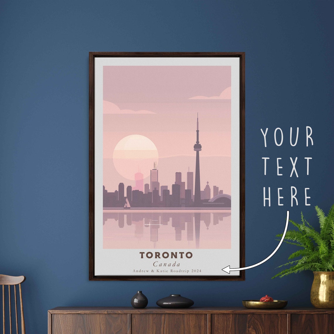 Toronto Canada CN Tower Skyline Pink Sunset Lake View Poster - Image 3