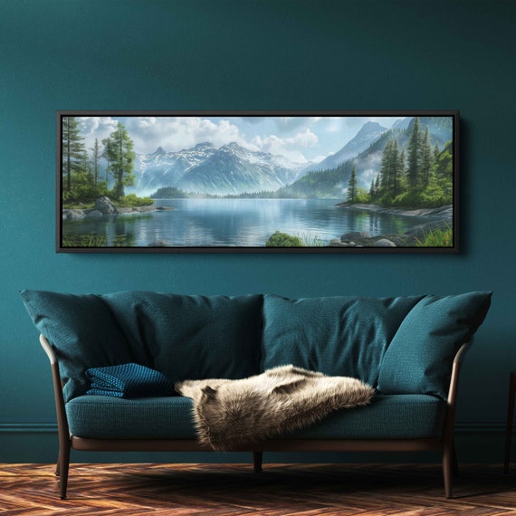 Talkeetna Alaska Uplifting Mountains Painting Wall Art Print Beautiful Snowy Mountain Range Frozen River Ready To Hang