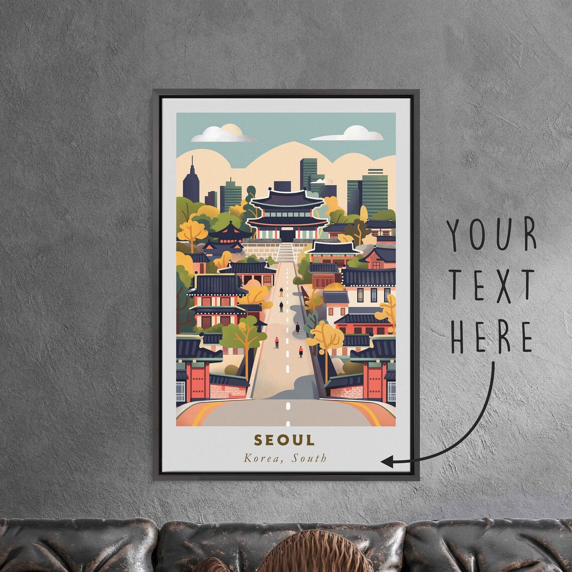 Seoul Korea Old Town Hanok Street Palace Skyline View Travel Poster