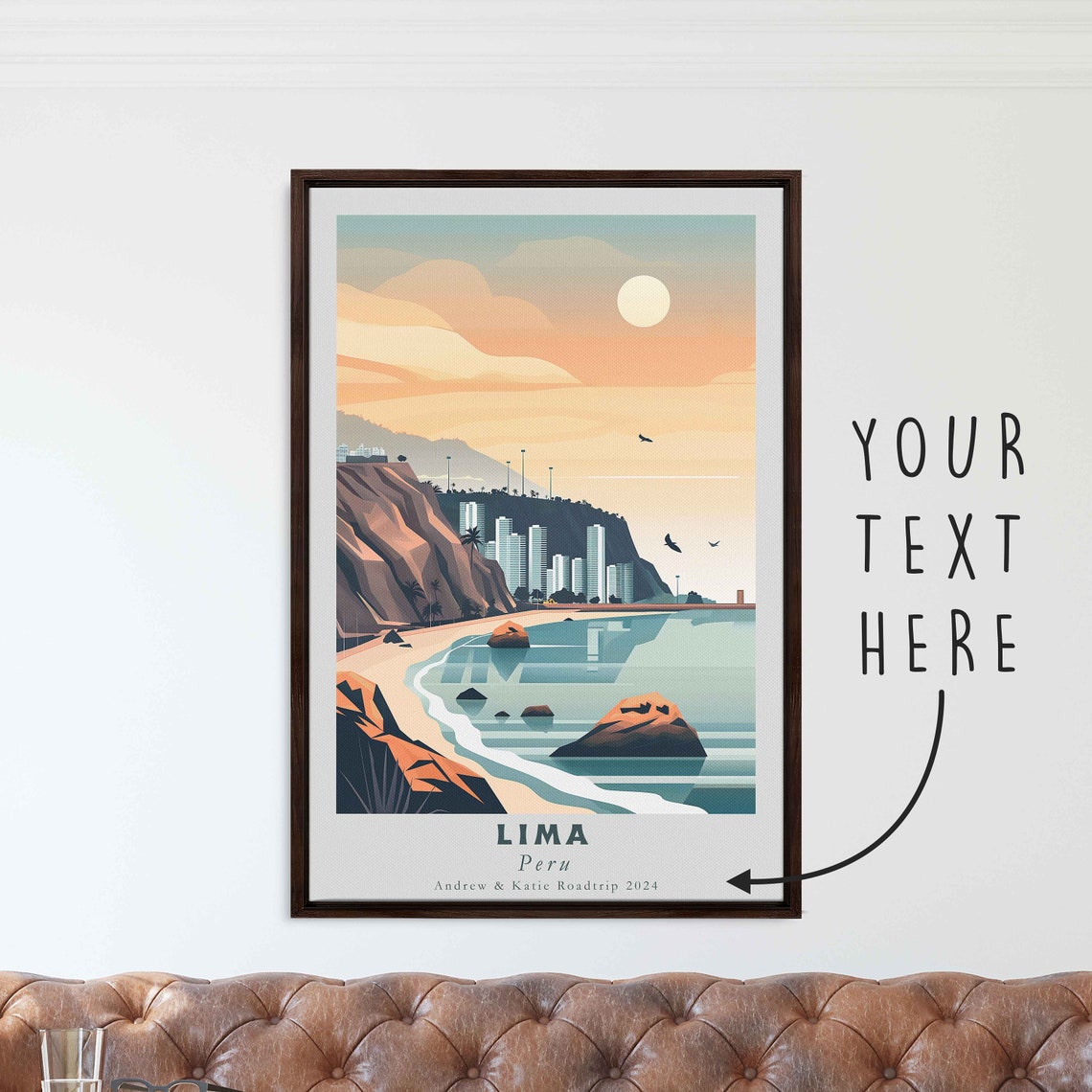 Lima Peru Beach Cliff Sunset City Skyline Ocean Travel Poster - Image 3
