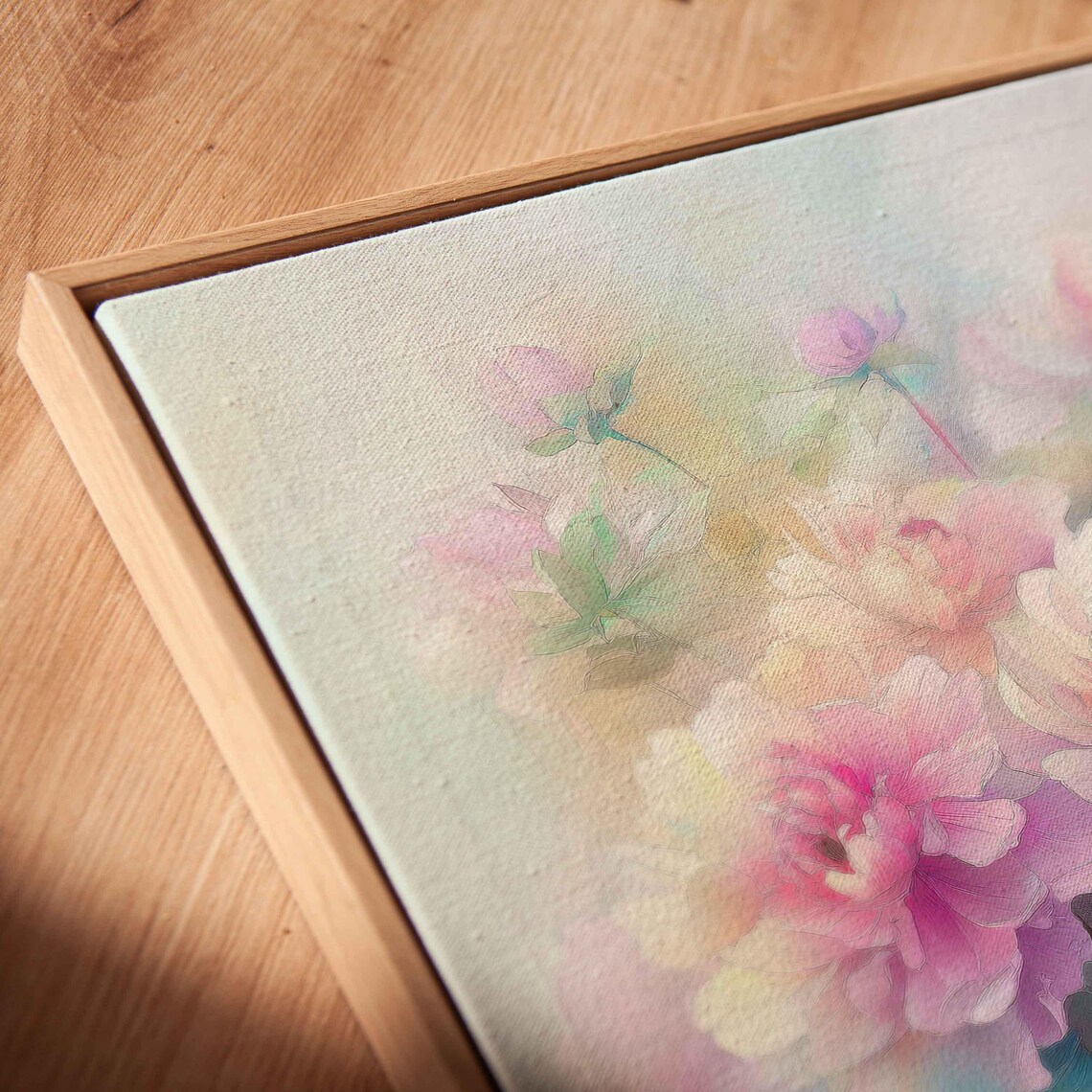 Pastel Pink Peonies Vase Soft Floral Watercolor Serene Art Poster - Image 2