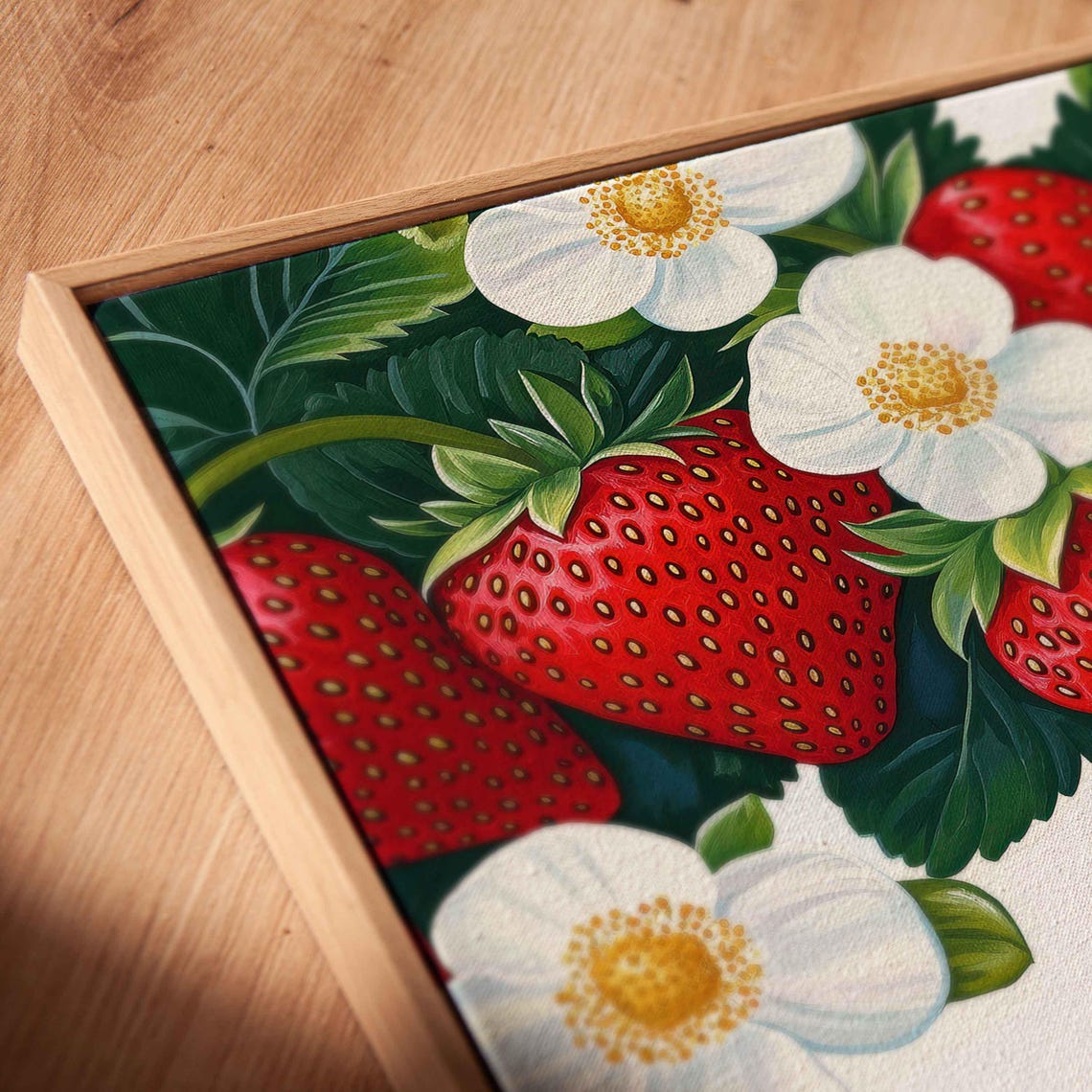 Garden Strawberries White Blossoms Vine Fresh Fruit Kitchen Wall Art - Image 2
