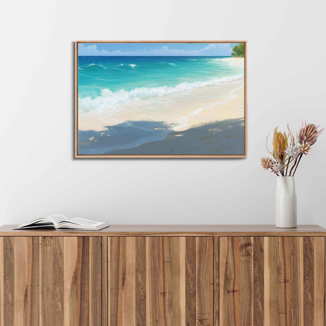 Tranquil Beach Scene Poster, Soft Sand Gentle Waves - Image 3