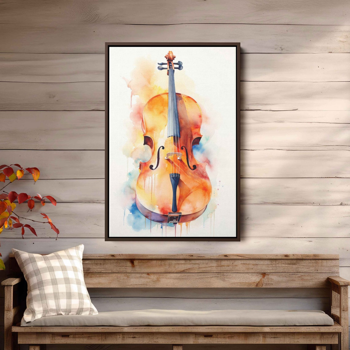 Watercolor Violin Painting Colorful Splash Music Instrument Wall Art - Image 2