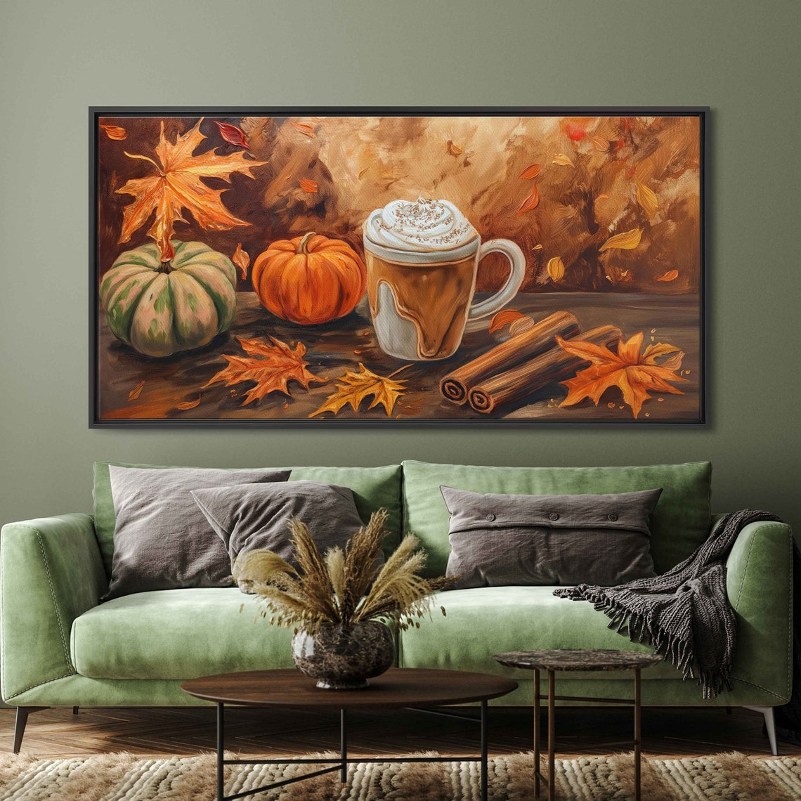Pumpkin Spice Latte With Whipped Cream Pumpkins And Cinnamon Poster