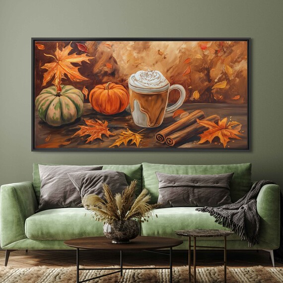 Pumpkin Spice Latte With Whipped Cream Pumpkins And Cinnamon Poster