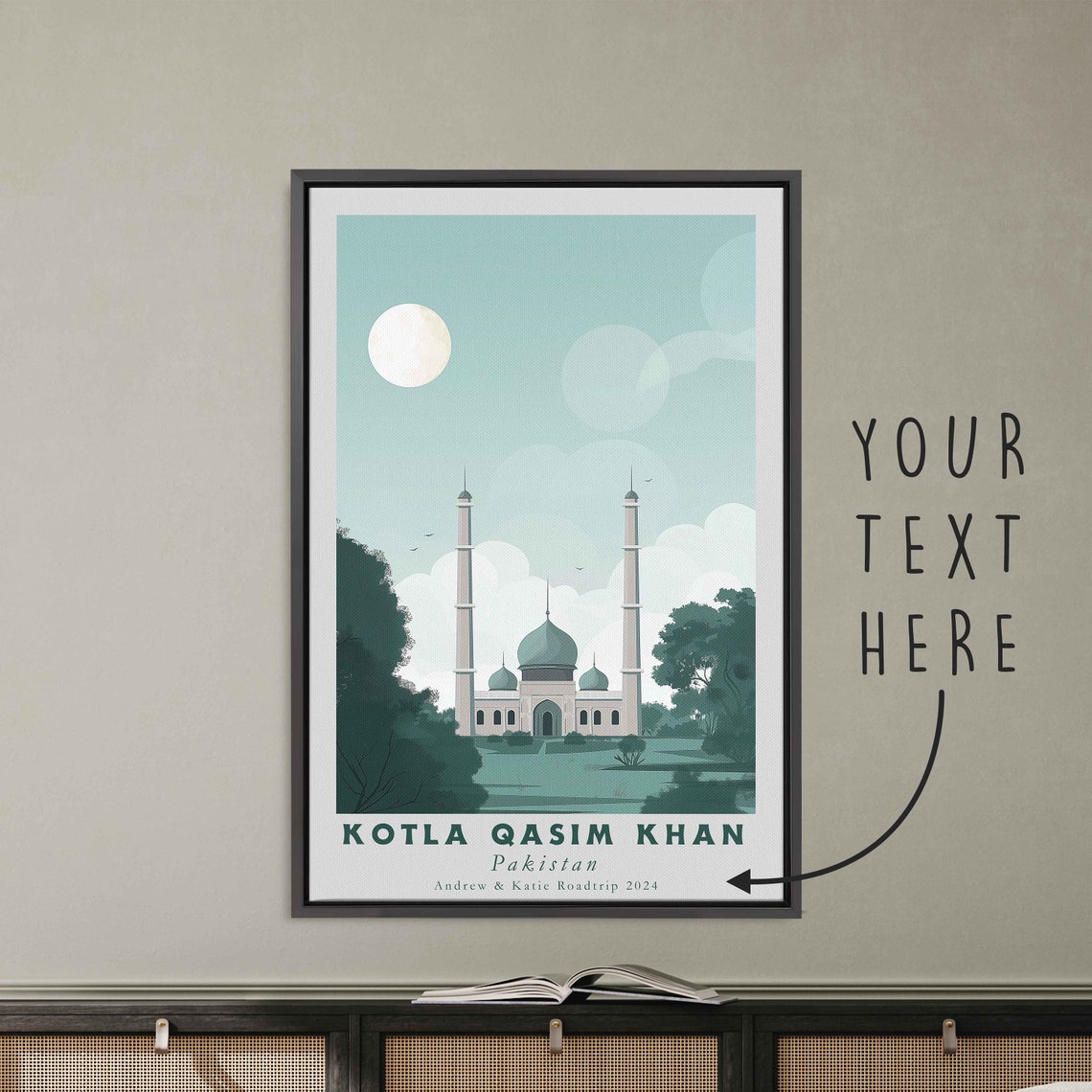 Kotla Qasim Khan Pakistan Mosque Minarets Moonlit Night Poster - Image 3