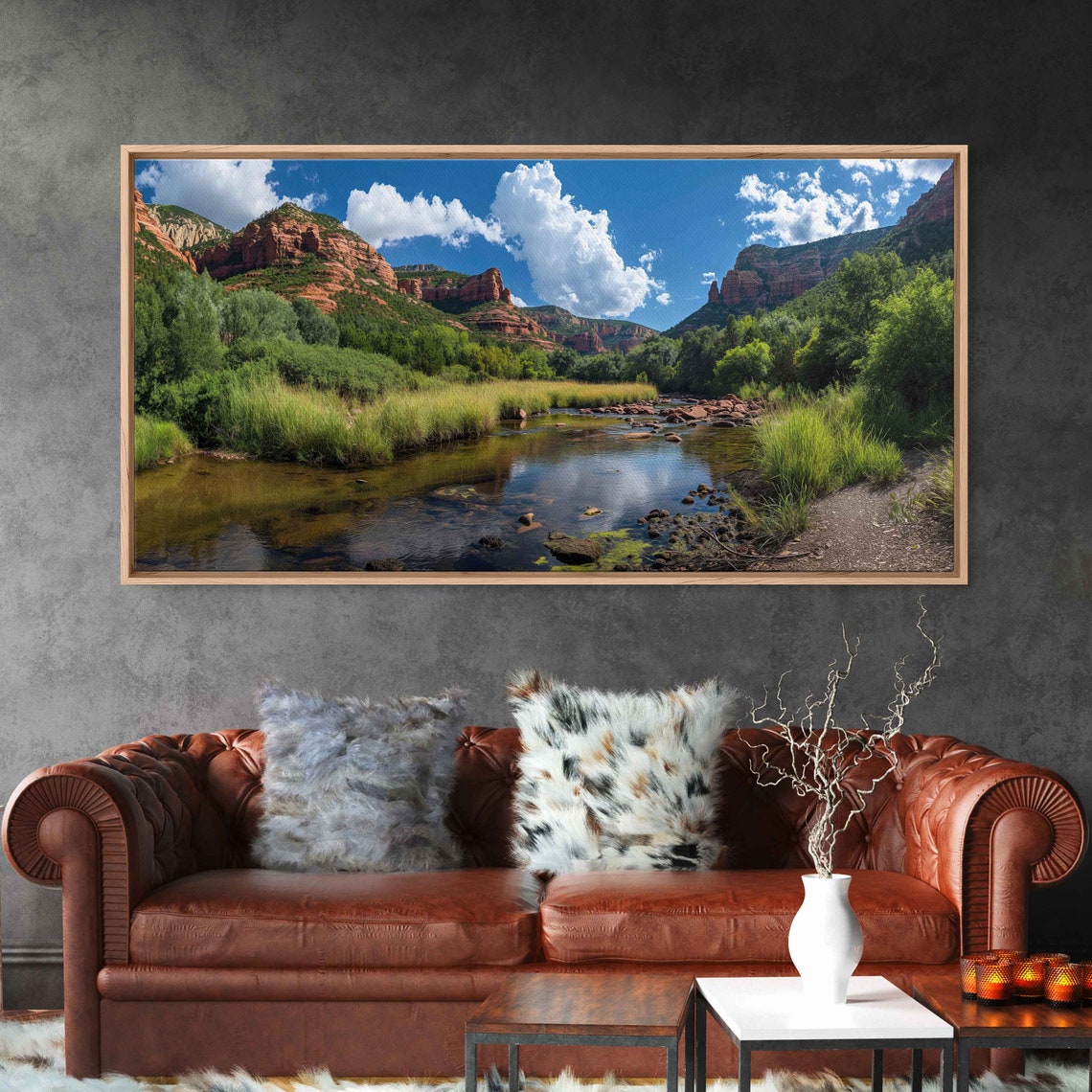 Sedona Red Rocks Reflected In Calm Creek Water Mirror Poster - Image 3