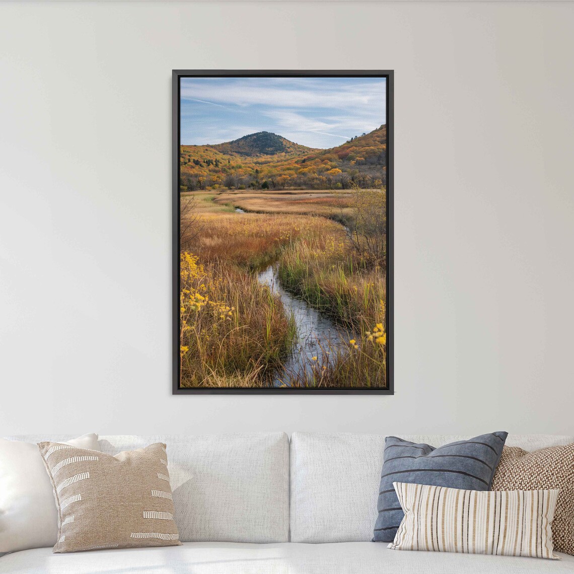 Autumn Meadow Winding Creek Rolling Hills Golden Foliage Nature Poster - Image 3