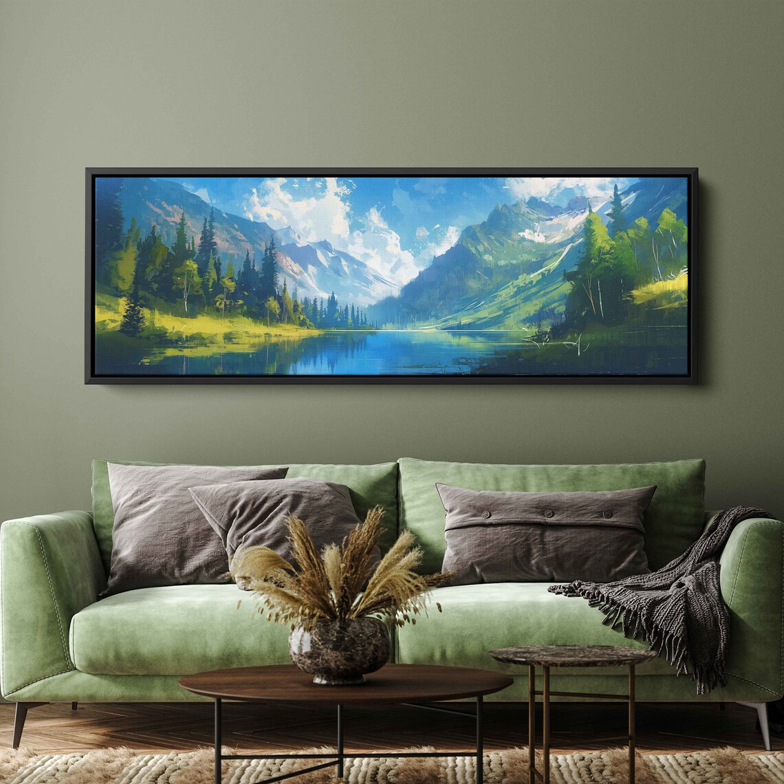 Emerald Mountain Valley Turquoise Lake Bright Impressionist Nature Poster - Image 2