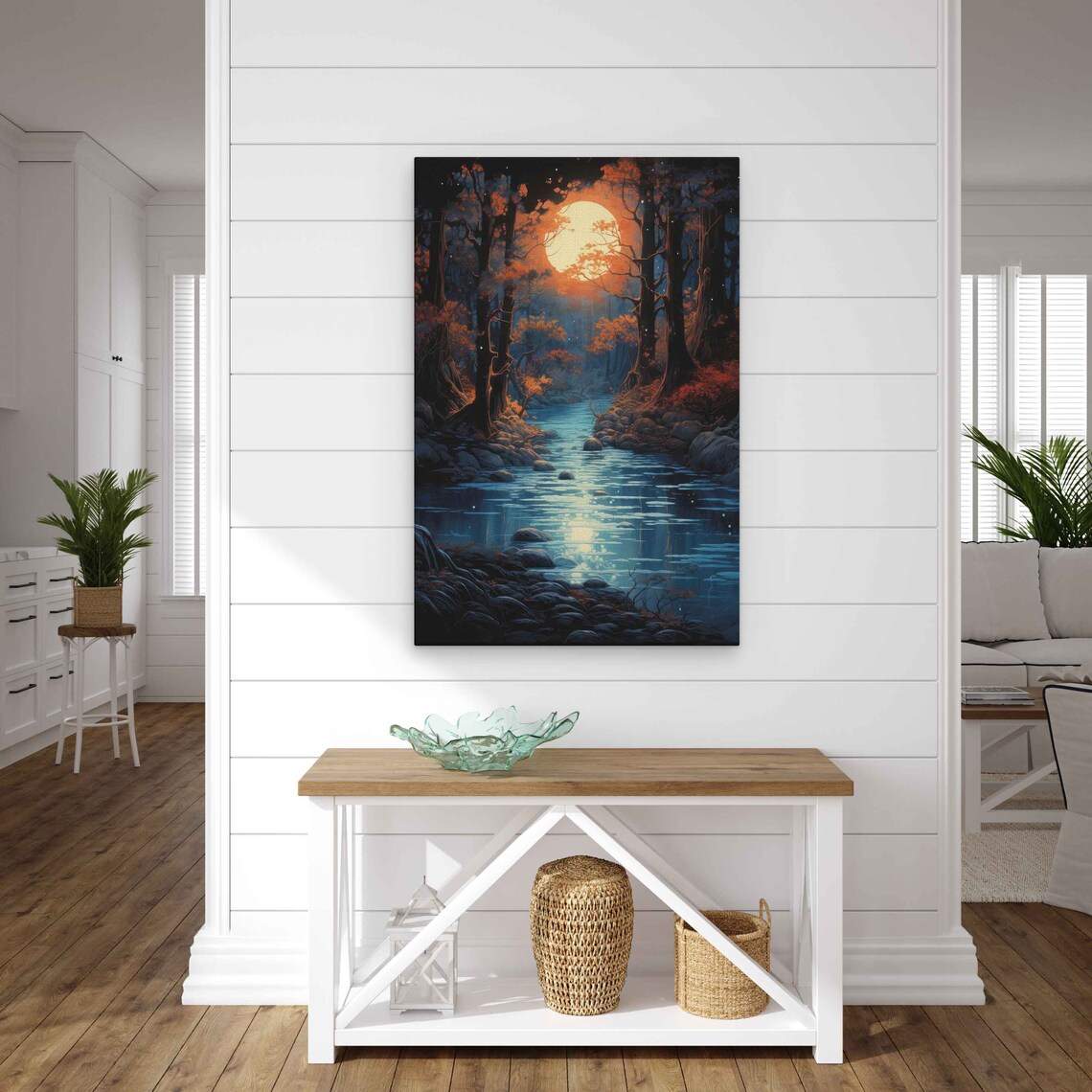 Moonlit Forest Orange Glow Halloween Art Print - Image 3