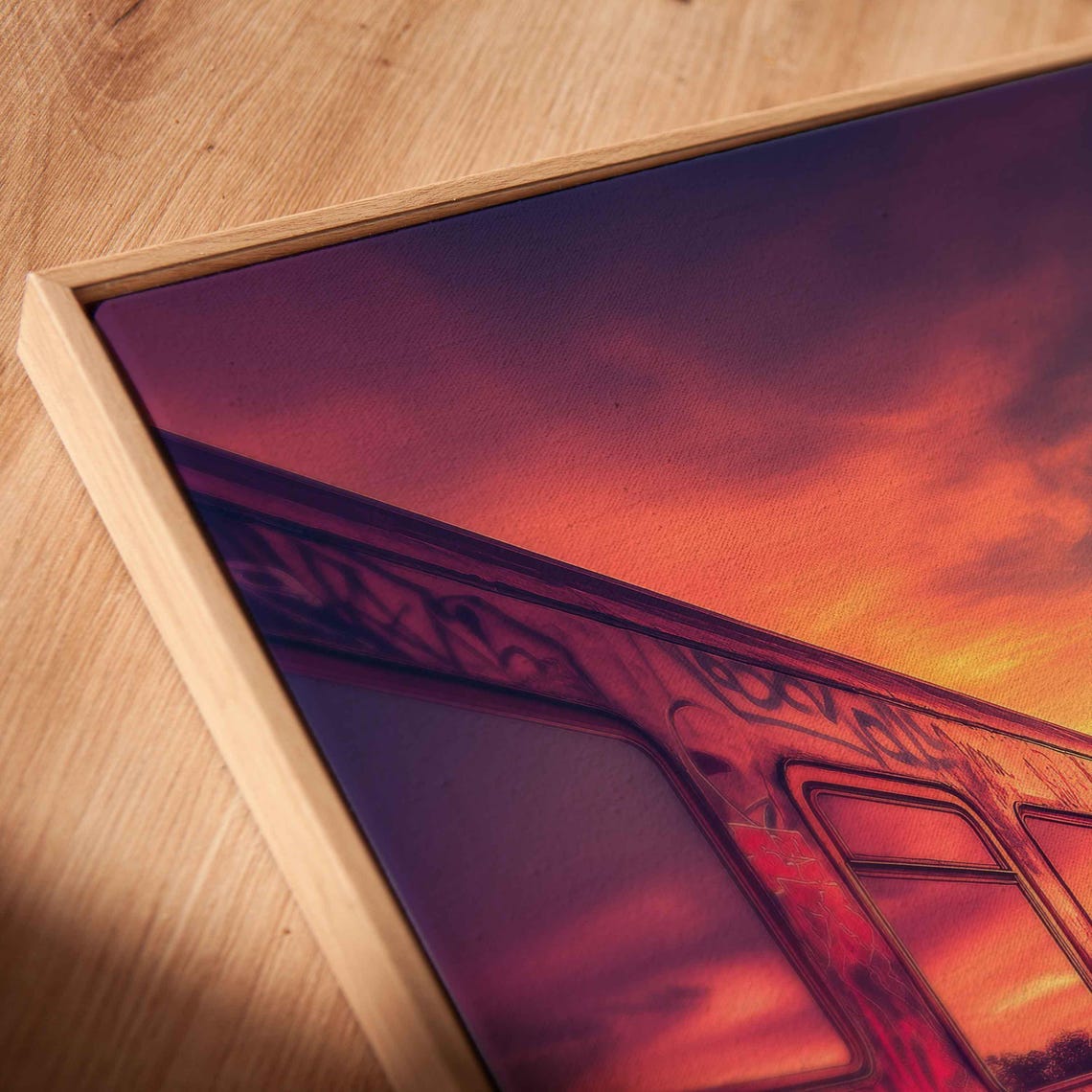Graffiti Train Car At Sunset Wall Art Print Urban Landscape Vibrant Colors - Image 2