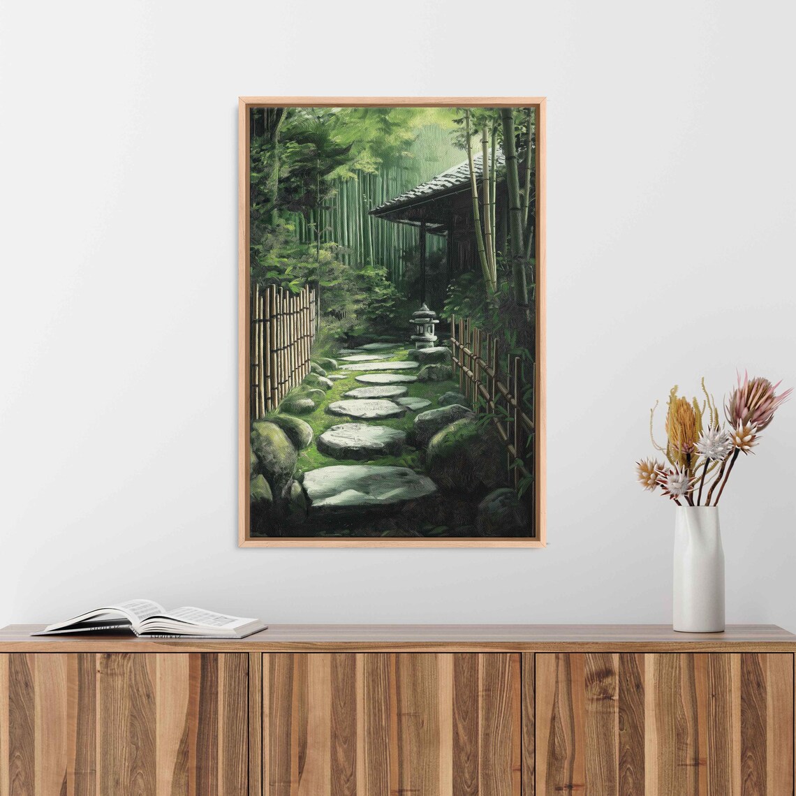 Traditional Japanese Zen Garden Stone Path Bamboo Grove Kyoto Poster - Image 3