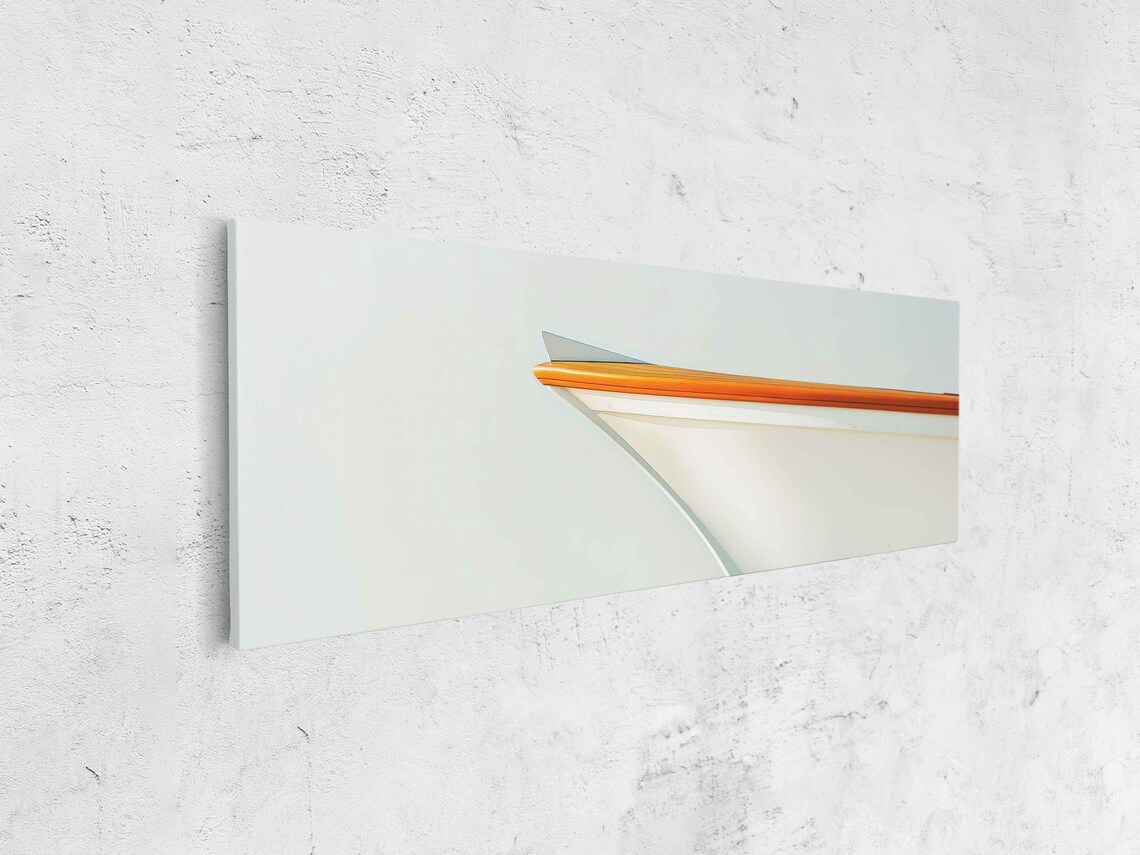 Minimalist Sailboat Bow Close Up With Orange Trim On Pale Sky Poster - Image 4