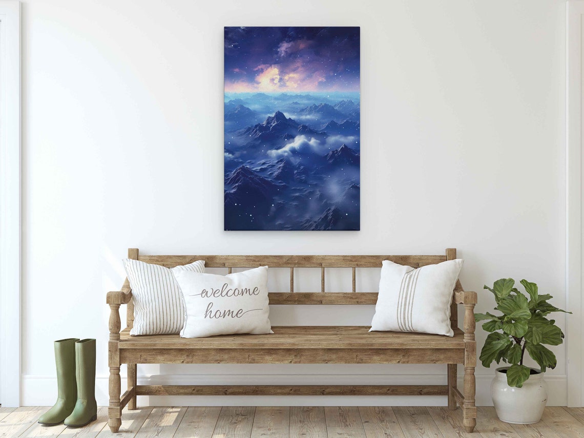 Starry Night Mountains Framed Print Ready To Hang - Image 2