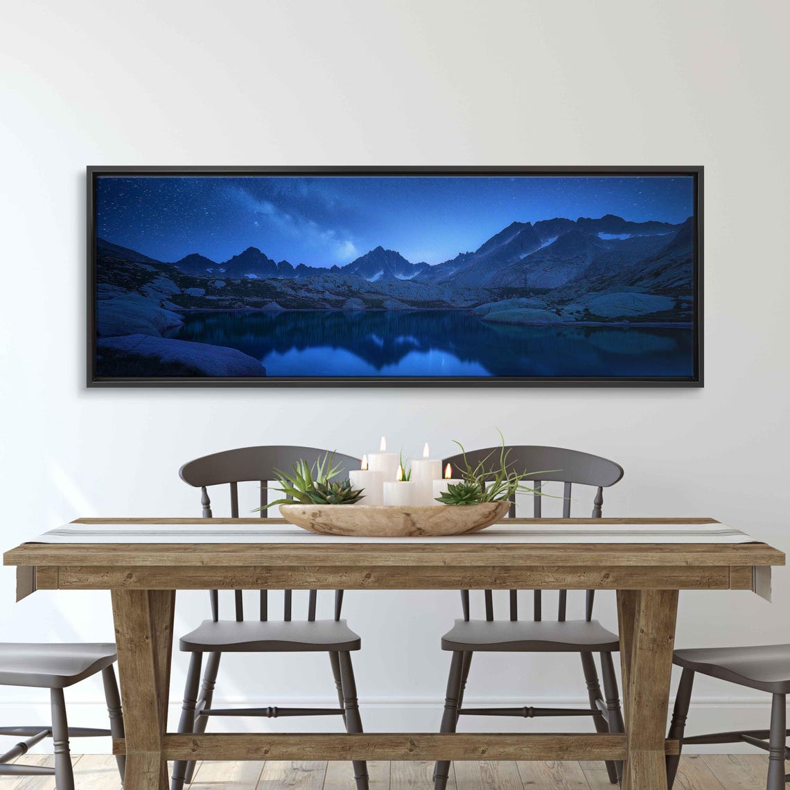 Starry Night Over Mountains Wall Art Print Celestial Landscape Exquisite Detail