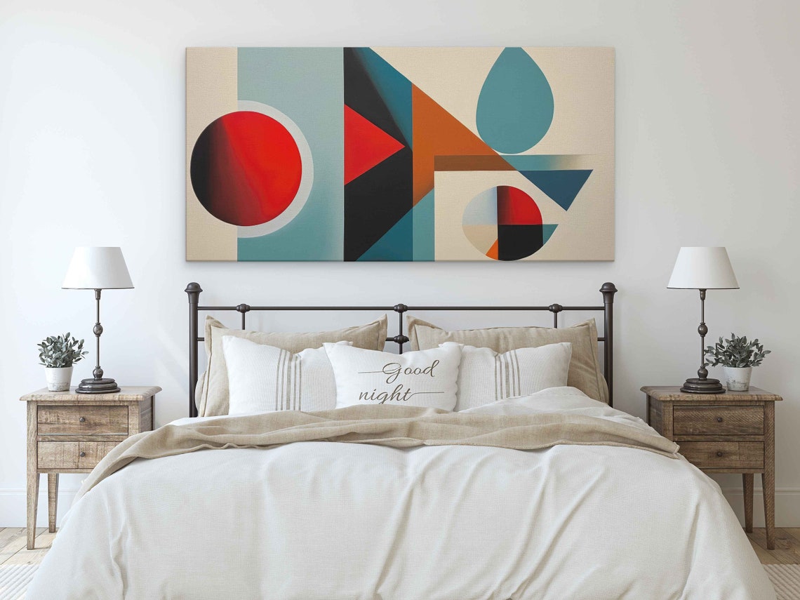 Boho Geometric Abstract Minimalist Wall Art Framed Print Ready To Hang Bathroom Decor Simple Living Room Decor - Image 3