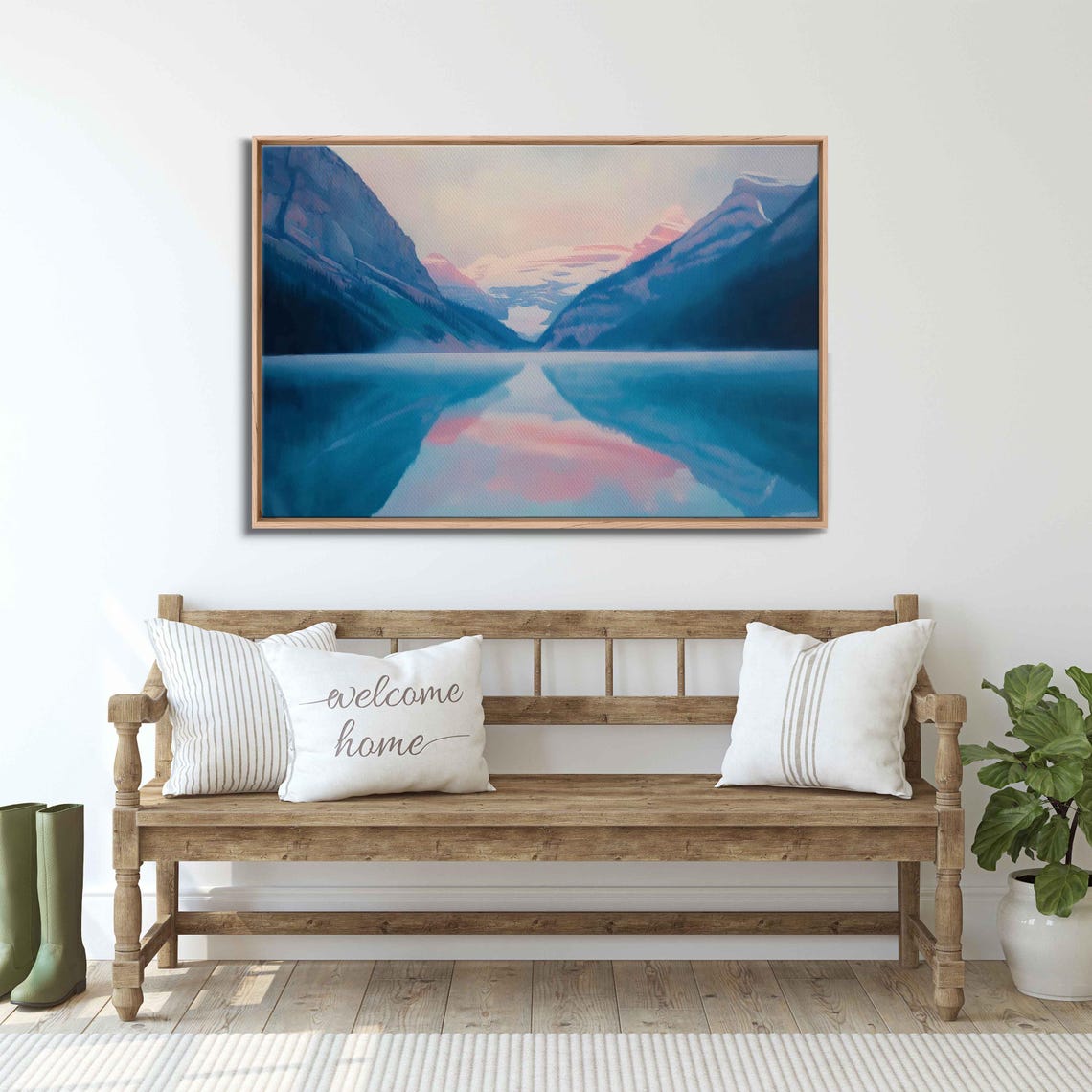 Lake Louise Sunrise Mirror Lake Majestic Mountains Pastel Poster - Image 3