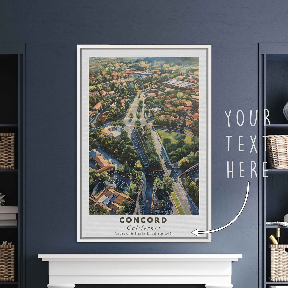 Concord California Suburban Street Aerial Neighborhood Travel Poster - Image 3