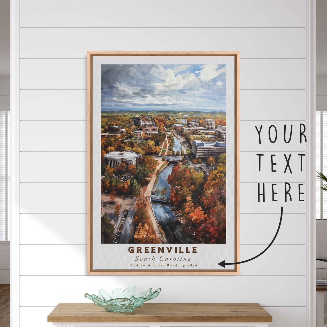 Greenville South Carolina Acrylic Painting Travel Art Framed Wall Art Framed Fine Art Poster Paper Print Travel Home Decor - Image 3