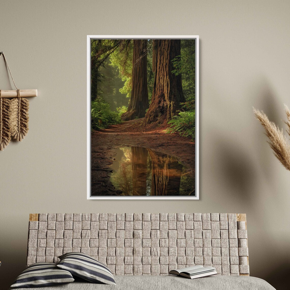 Acrylic Redwood Forest Wall Art Print Gift For Nature Lover Towering Trees Serene Outdoors Water Reflection Ready To Hang - Image 2