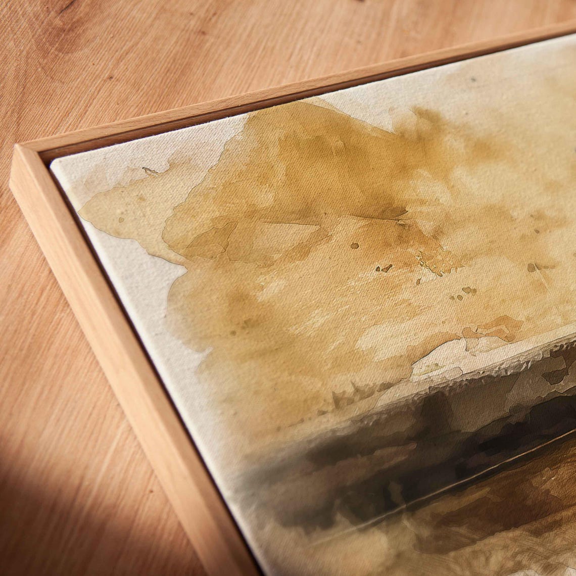 Chestnut Horse Drinking Water Trough Sepia Watercolor Wall Poster - Image 2