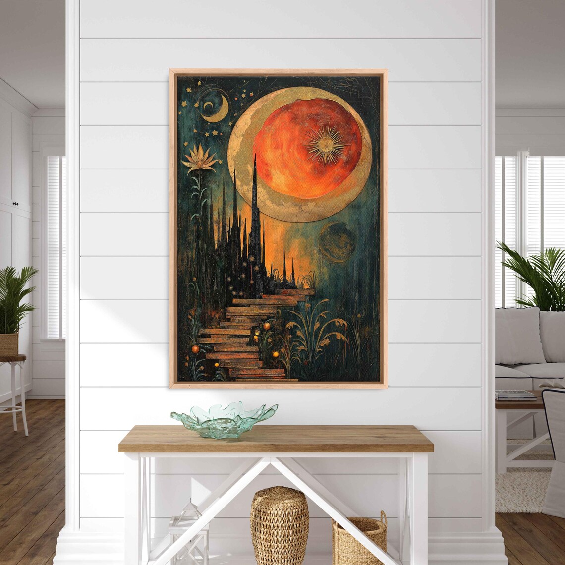 Surreal Starry Night Carnival Art Print, Whimsical