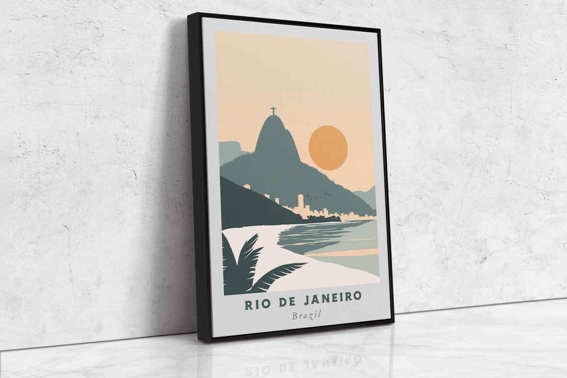 Rio De Janeiro Brazil Beach Sunset Mountain Coast Minimal Art Poster - Image 2
