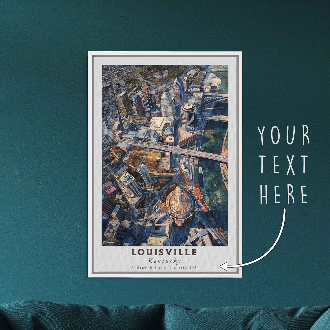 Louisville Kentucky Downtown River Dome Aerial Cityscape Travel Poster - Image 3