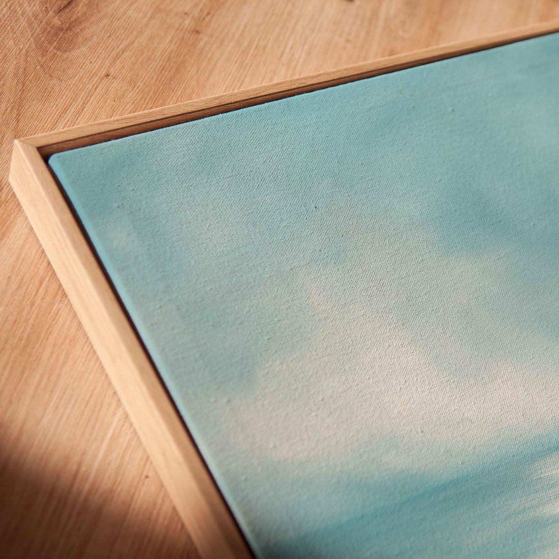 Lone Sailboat Teal Moody Sea Cloudy Sky Minimalist Wall Poster - Image 2