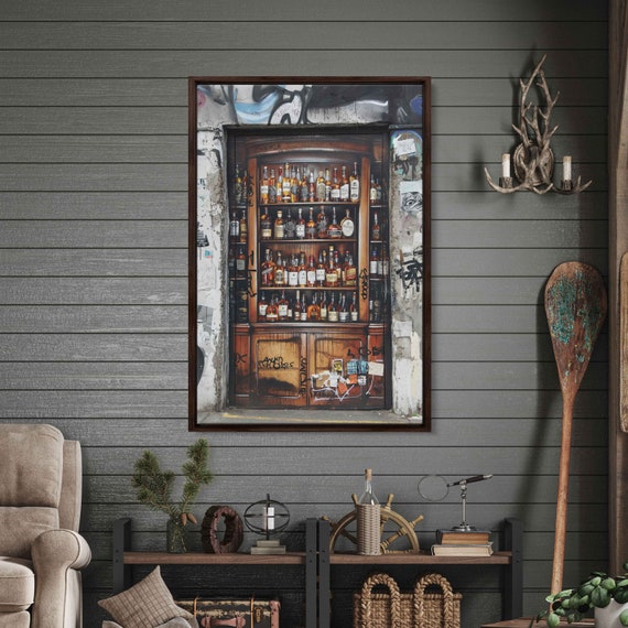Photorealistic Whisky Cabinet Covered In Graffiti Wall Art Print Impressionist Wall Art Urban Graffiti Ready To Hang
