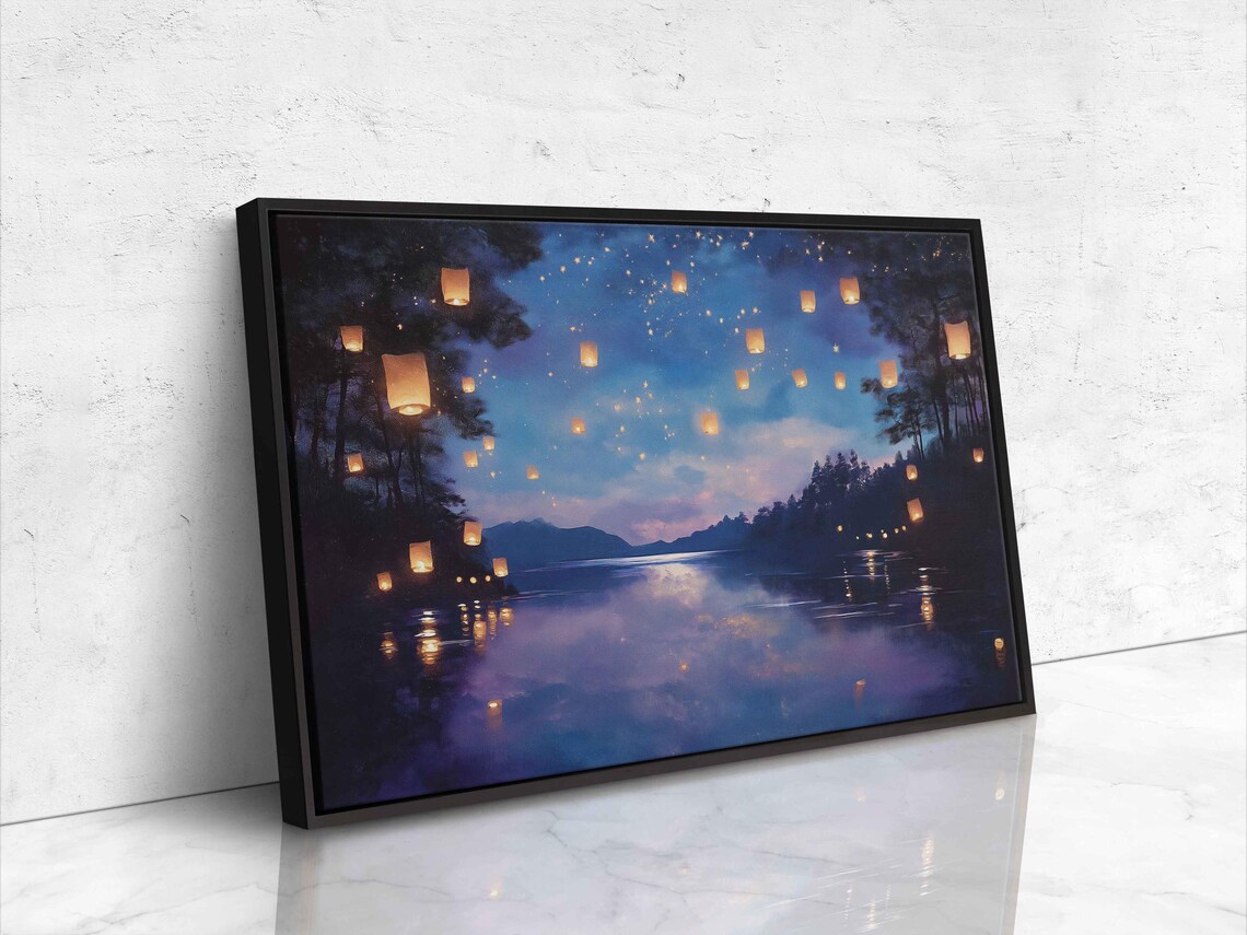 Magical Night Sky Over Peaceful Lake Art Print - Image 4