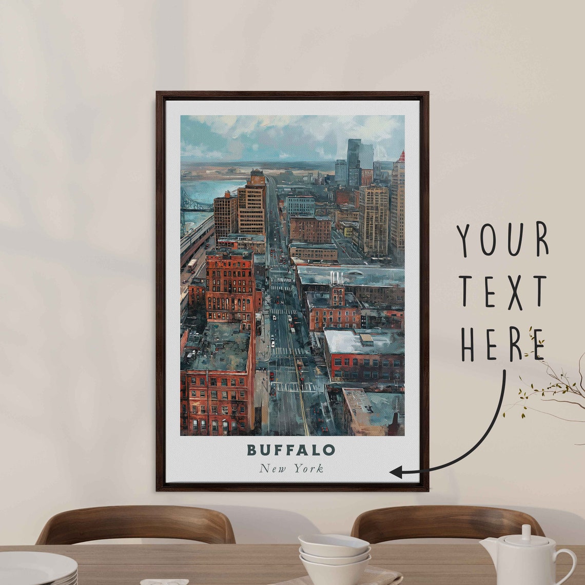 Buffalo New York Aerial Downtown Street Riverfront Day Poster