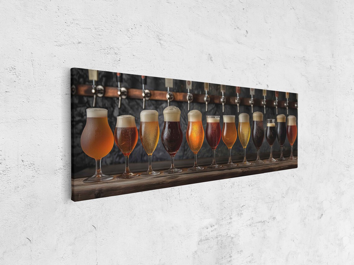 Draft Beer Row Twelve Glasses Taps Wall Panoramic Bar Photography Poster - Image 4