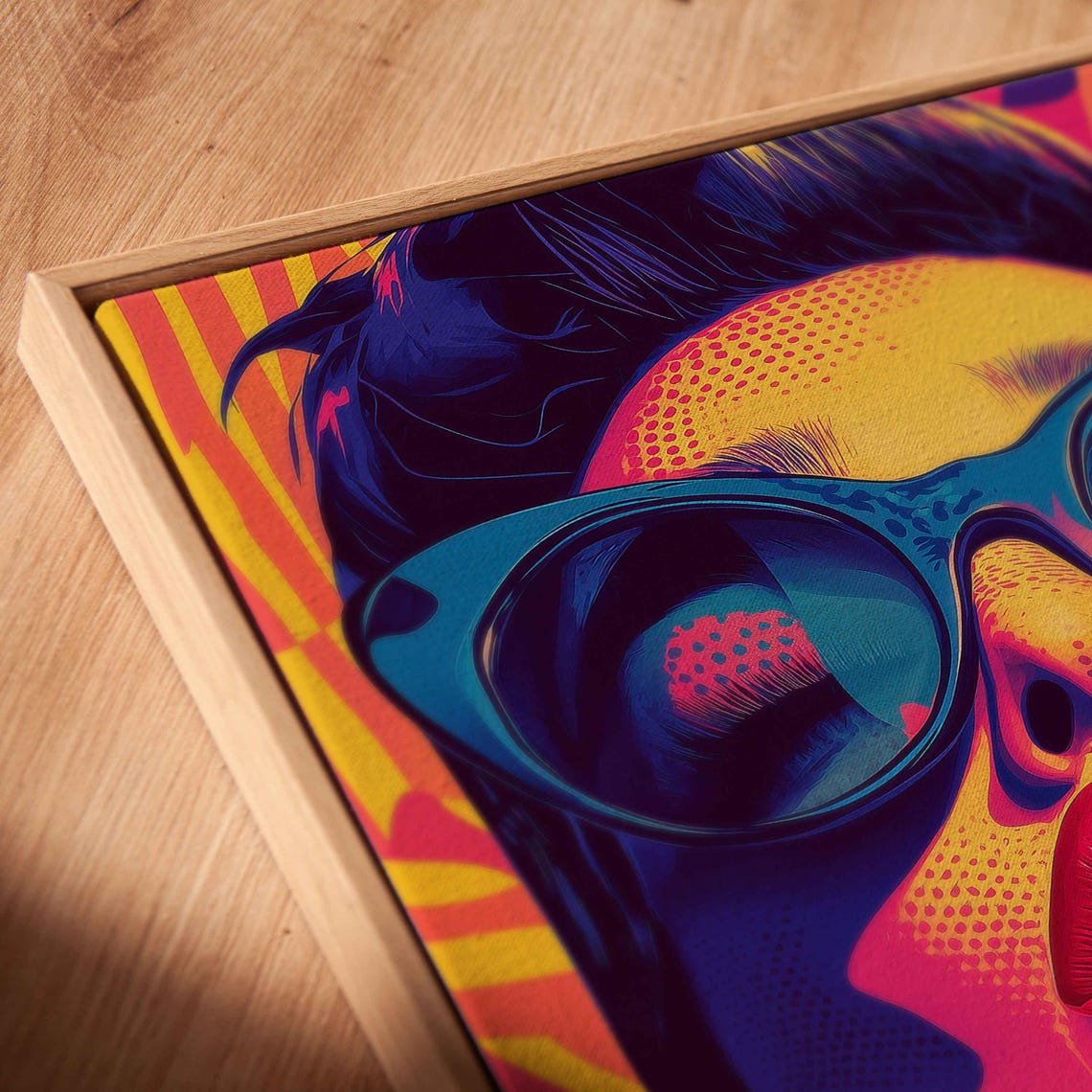Neon Pop Art Woman With Sunglasses Halftone Portrait Art Poster - Image 2