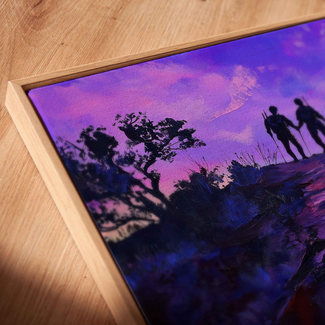 Angels Landing Trail Wall Art Print Twilight Sky Hikers Silhouette Purple Blue Landscape - Image 2