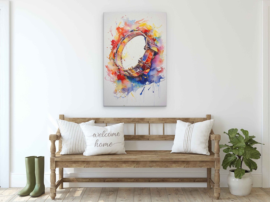 Colorful Watercolor Snare Drum Splash Paint Music Lover Art Print - Image 2