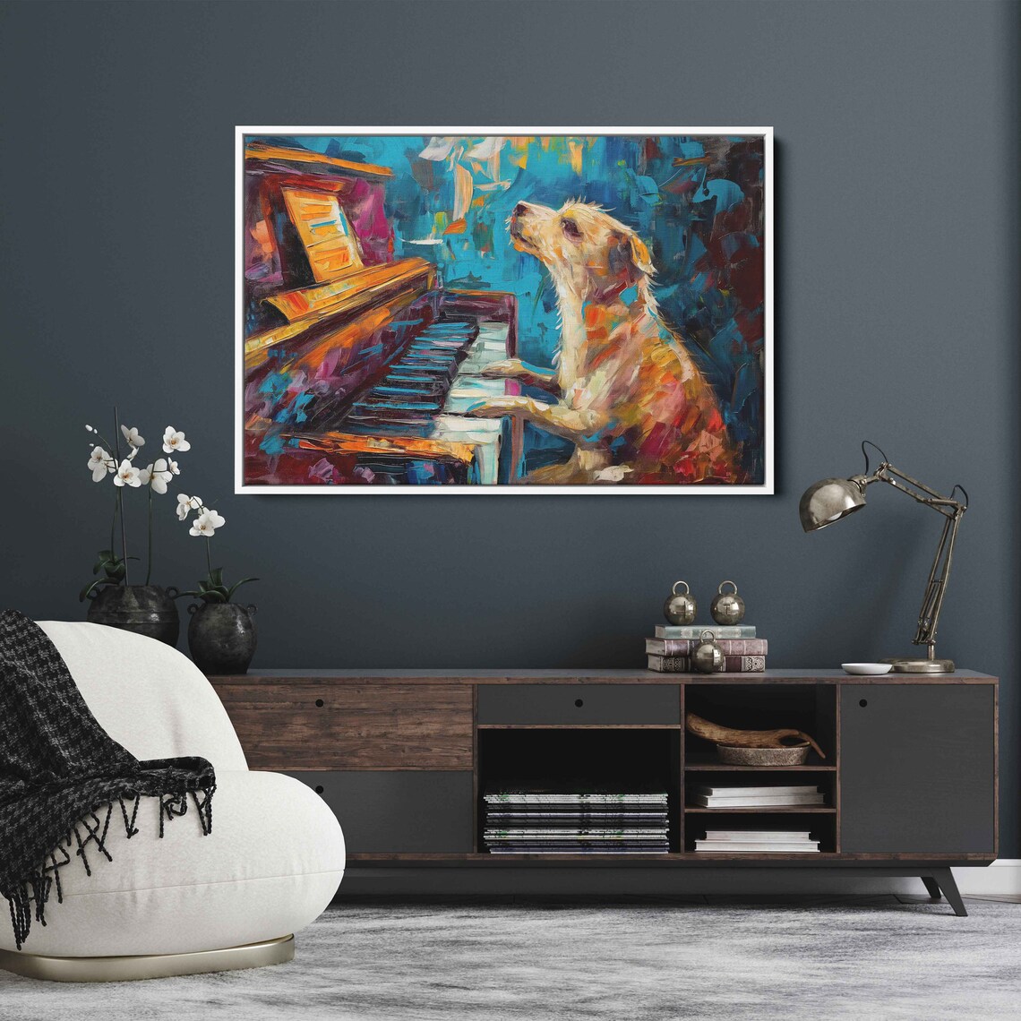 Whimsical Dog Playing Piano Art Print, Studio Decor - Image 3