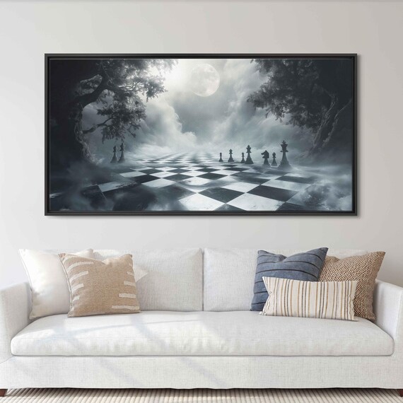 Crystal Chessboard Under Moonlight, Mystical Fantasy