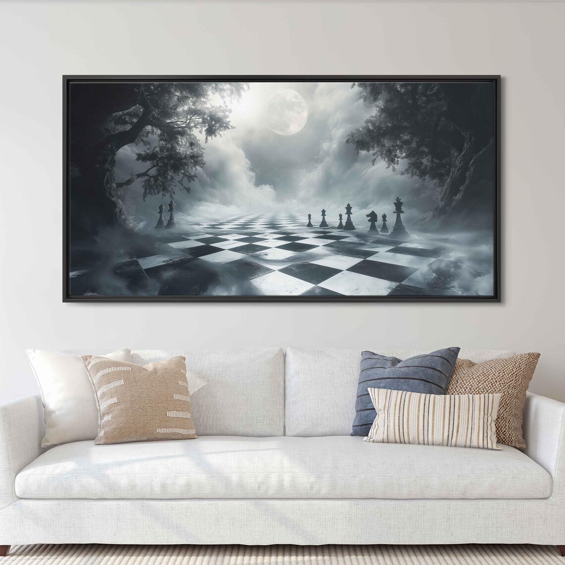 Crystal Chessboard Under Moonlight, Mystical Fantasy