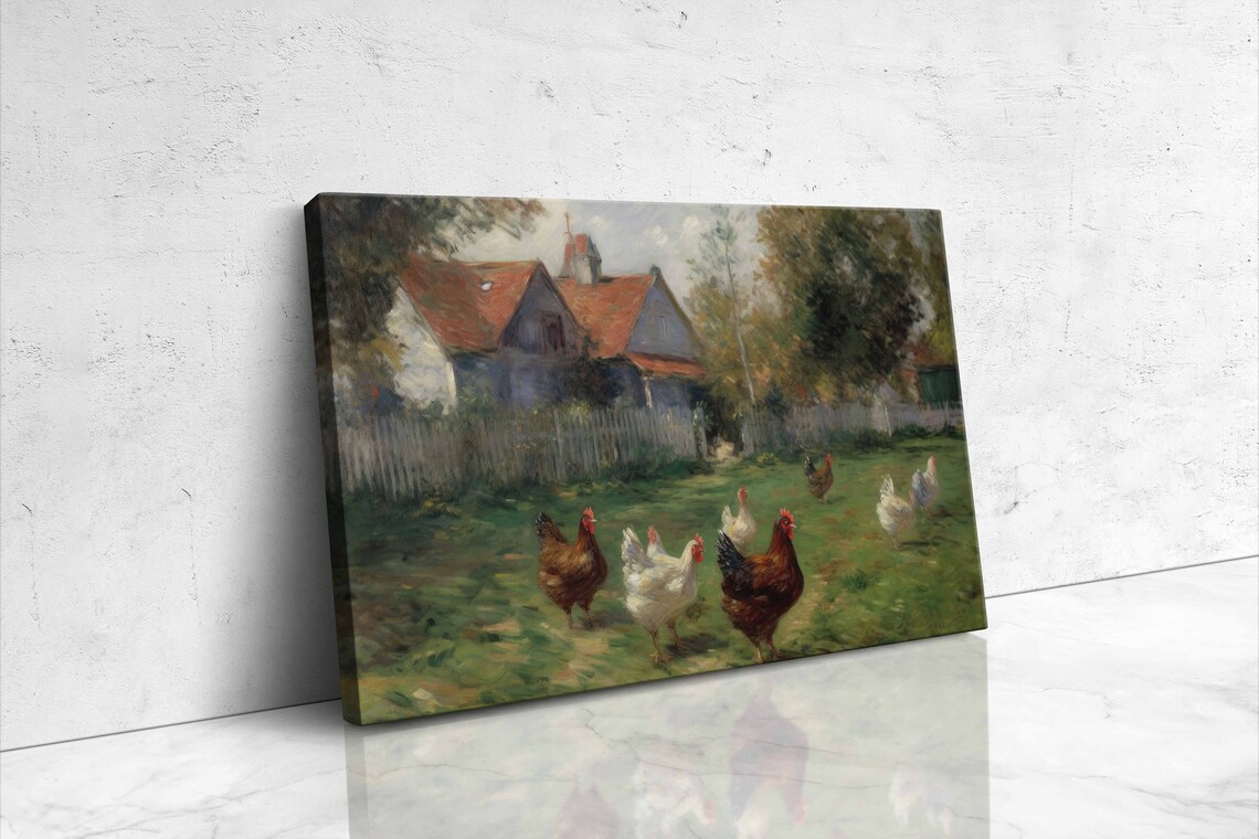 Chickens on a Farm, Post-Impressionism Art Print - Image 4