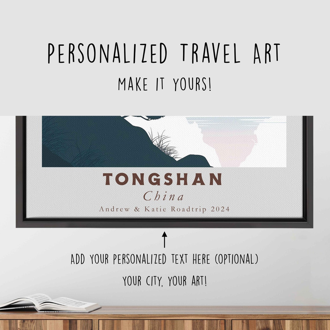 Tongshan China Cliffside Pagoda Sunrise Minimalist Travel Poster - Image 4