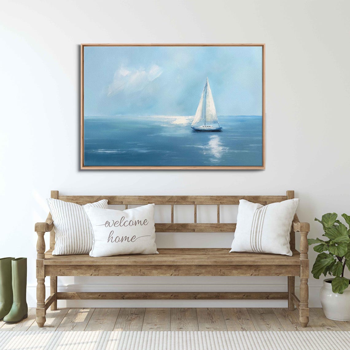 Pale Blue Watercolor Sky Wash Minimalist Abstract Canvas Wall Poster - Image 4