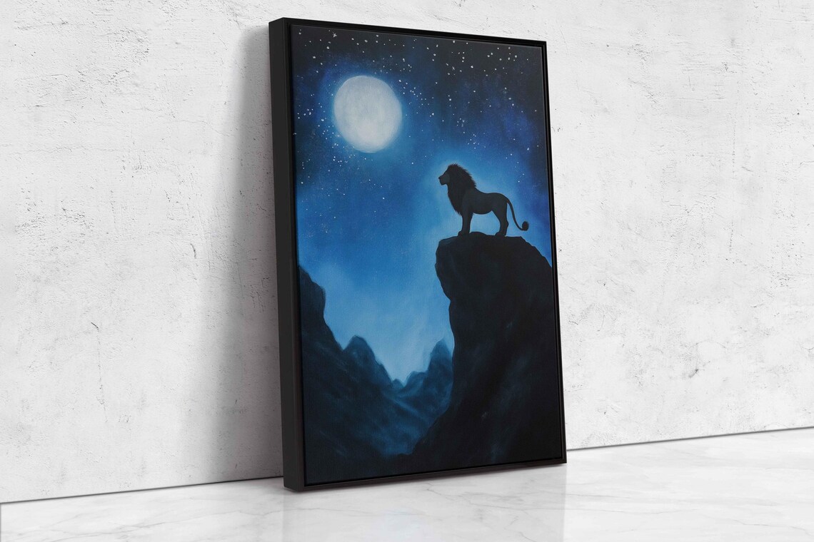 Lion Silhouette On Mountain, Starry Night Sky - Image 4