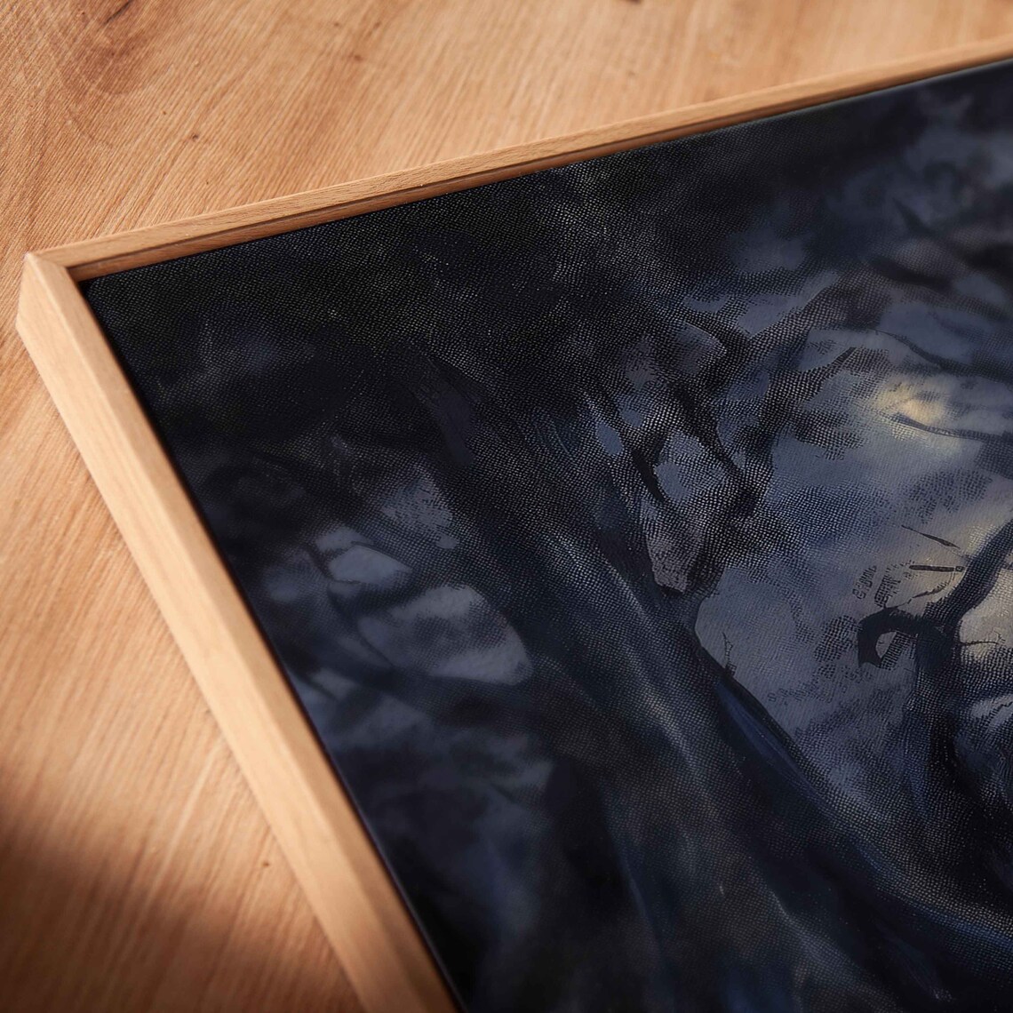 Moonlit Bayou With Gnarled Willow Trees Foggy Swamp Night Wall Art - Image 2